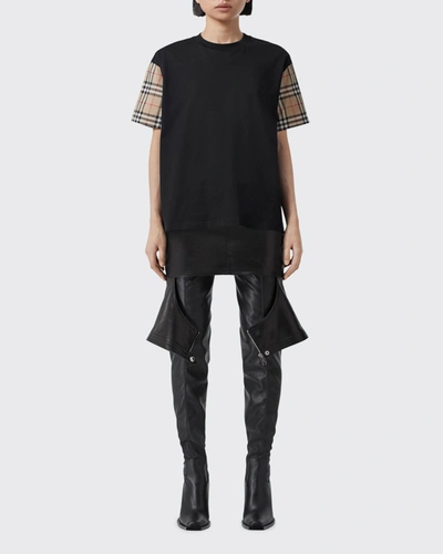 Shop Burberry Oversized Vintage Check T-shirt In Black