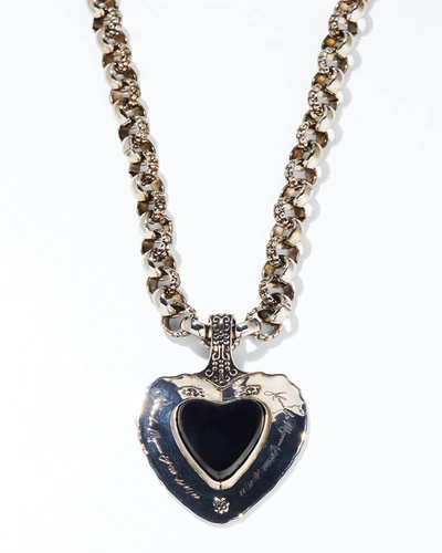 Shop Alexander Mcqueen Heart Pendant Necklace In Nero/nero