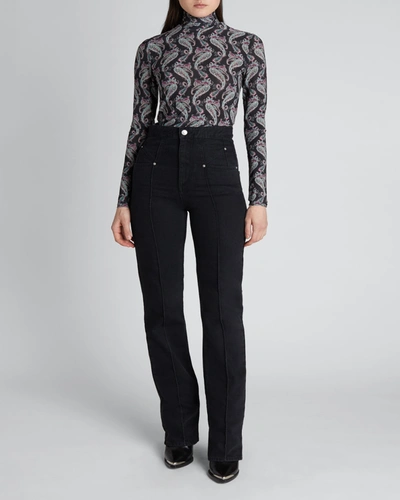 Shop Isabel Marant Denim Straight-leg Pants In Black