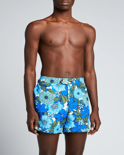 Tom Men's Floral-print Compact Swim In Dk Blu Fan | ModeSens