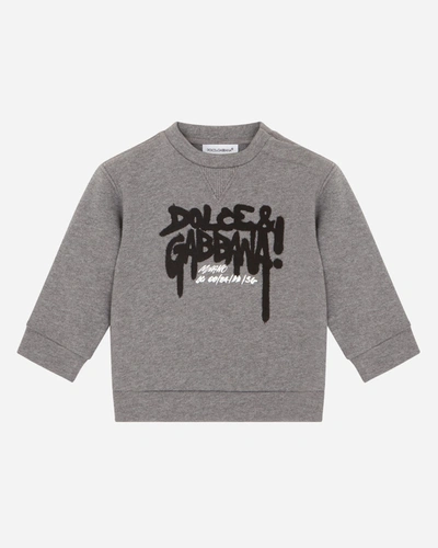 Shop Dolce & Gabbana Kid's Graffiti Logo Sweater In Hi3aq Grey