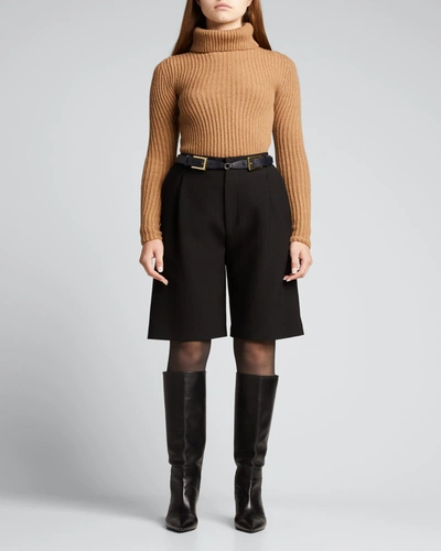 Shop Saint Laurent Camel Hair Turtleneck Sweater