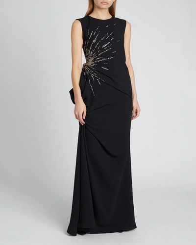 Shop Dries Van Noten Starburst Embellished Draped Gown In Black 900