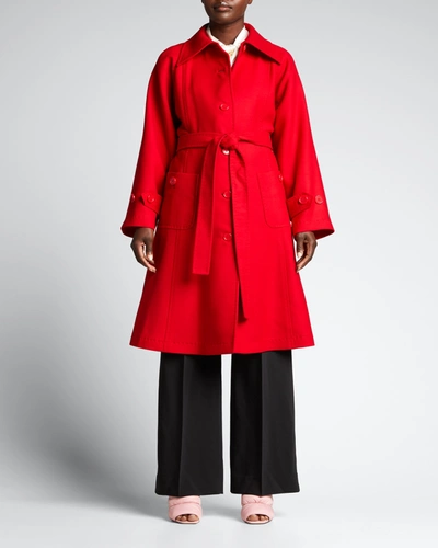 Shop Dolce & Gabbana Belted Single-breasted Wool Coat In Red