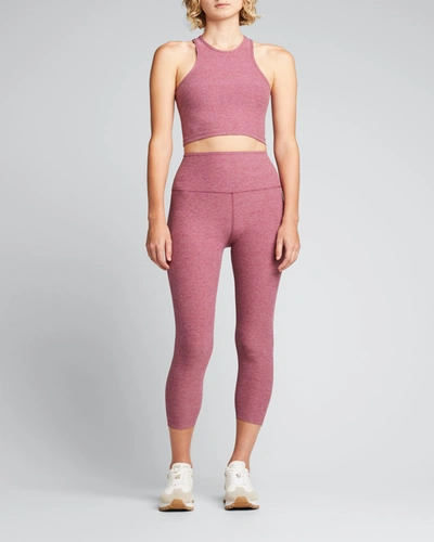 Shop Beyond Yoga Studio Cropped Active Tank In Pale Plum Heather