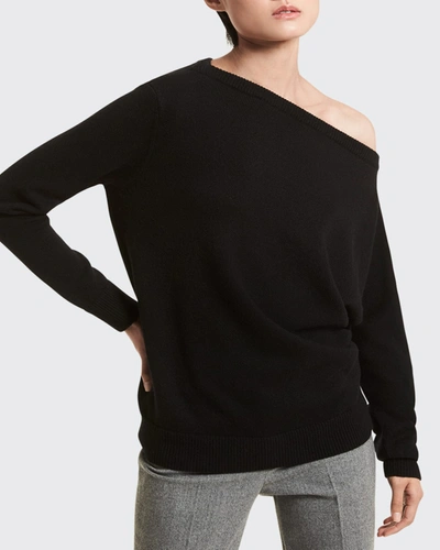 Shop Michael Kors Off-the-shoulder Cashmere Sweater In Banker Melange