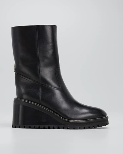 Shop Jimmy Choo Yola Leather Tall Wedge Boots In Black