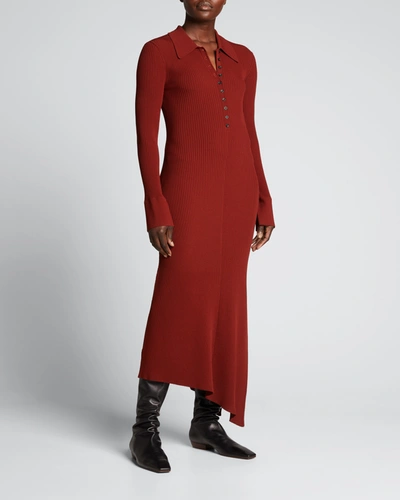 Shop A.l.c Lance Asymmetric Maxi Polo Dress In Sumac