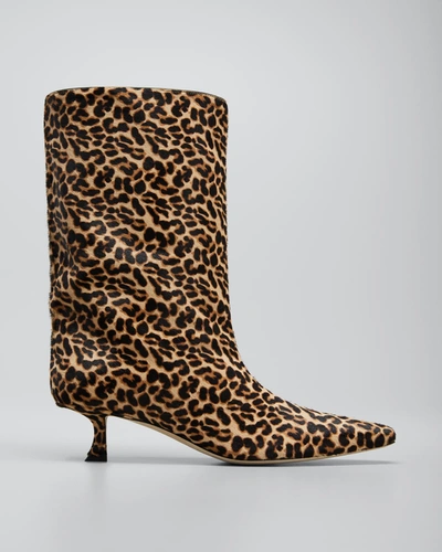 Shop Jimmy Choo Chadee Leopard-print Fur Mid Boots In Natural Mix