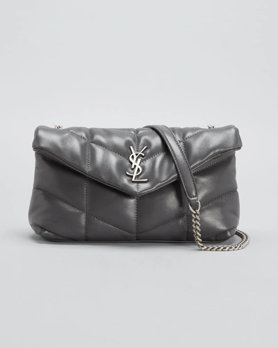 Shop Saint Laurent Loulou Ysl Mini Quilted Crossbody Bag In Storm