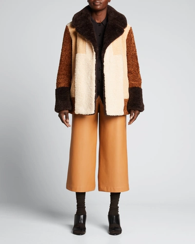 Shop A.l.c Stefan Faux-fur Coat In Brown Multi