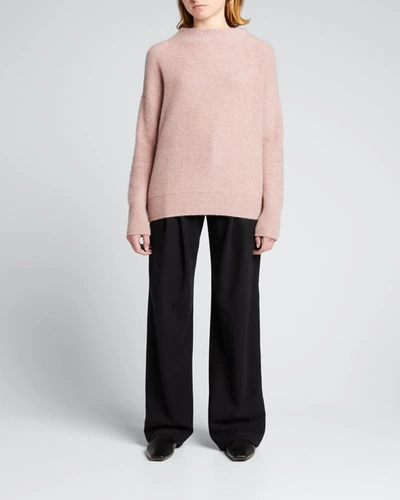 Shop Vince Boiled Cashmere Funnel-neck Pullover In Pink Shell