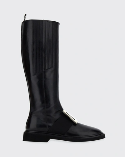 Shop Roger Vivier Viv' Rangers 25mm Knee Boots In Black