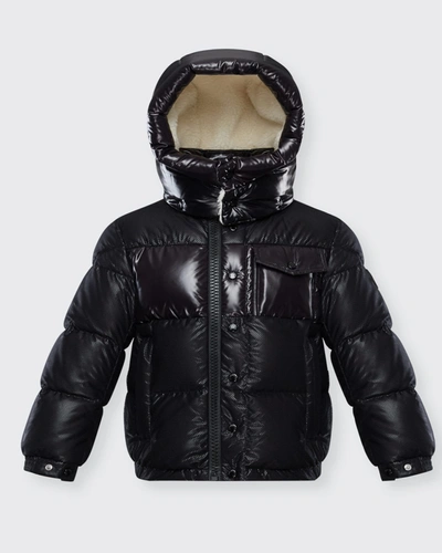Shop Moncler Boy's Demir Logo Quilted Jacket In 999 Black