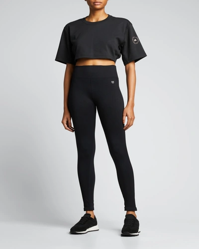 Shop Adidas By Stella Mccartney Future Playground Cropped T-shirt In Black Sofpow