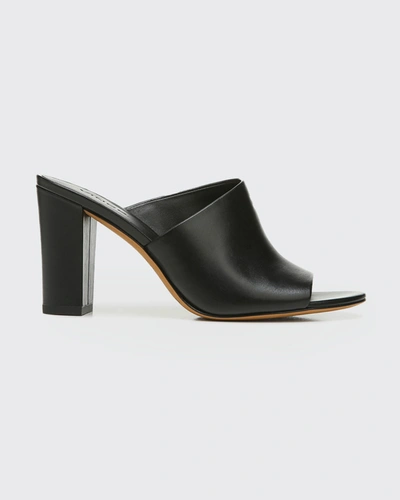 Shop Vince Hanna Leather Block-heel Mules, Black