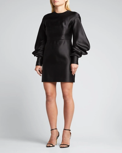 Shop Tom Ford Exaggerated-sleeve Silk Mini Dress In Black