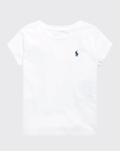 Shop Ralph Lauren Girl's Logo Embroidered T-shirt In White