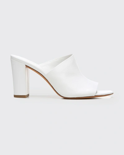 Shop Vince Hanna Leather Block-heel Mules In Optic White