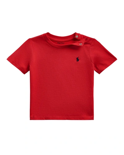 Shop Ralph Lauren Boy's Cotton Jersey Crewneck Tee In Red