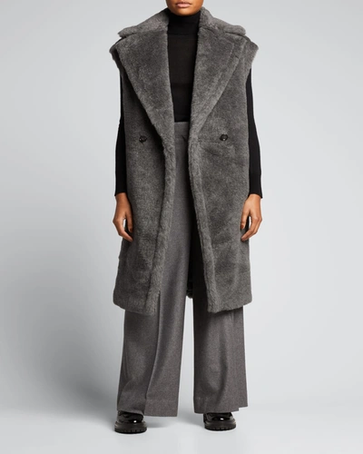 Shop Max Mara Teddy Wool-blend Vest In Medium Grey