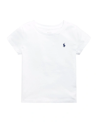 Shop Ralph Lauren Girl's Logo Embroidered T-shirt In White