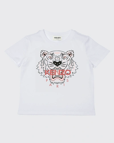 Shop Kenzo Girl's Tiger-print Cotton T-shirt In 103 White