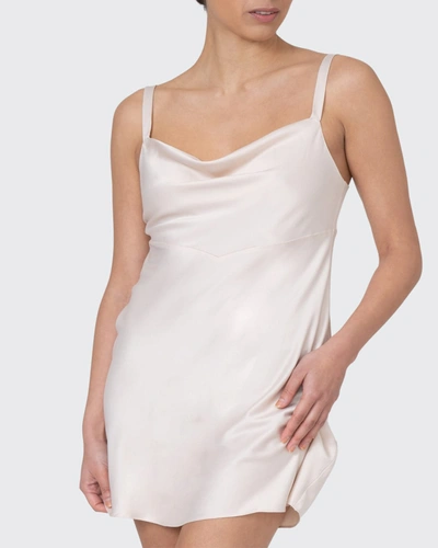 Shop Rya Collection Heavenly Cowl-neck Charmeuse Chemise In Champagne