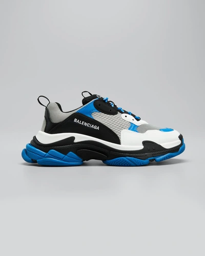 Shop Balenciaga Men's Triple S Sneakers In Blu/nero