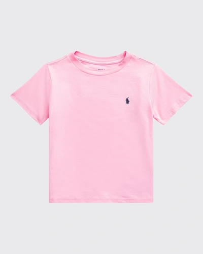 Shop Ralph Lauren Boy's Cotton Jersey Crewneck Tee In Pink
