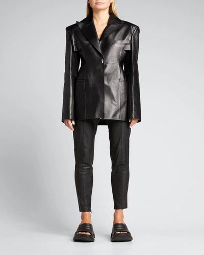 Shop Givenchy Structured Leather Jacket In Black