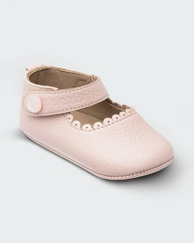 Shop Elephantito Girl's Scalloped Leather Mary Jane, Baby In Pink
