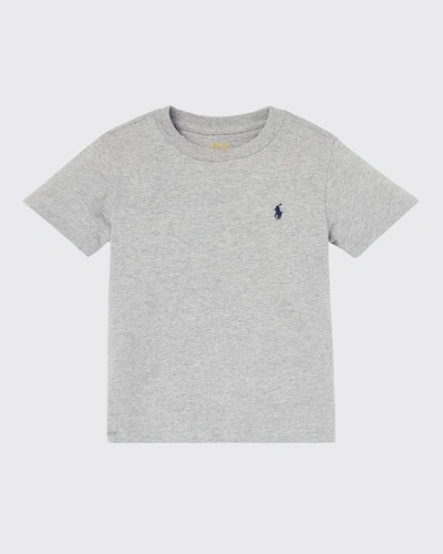 Shop Ralph Lauren Boy's Cotton Jersey Crewneck Tee In Heather