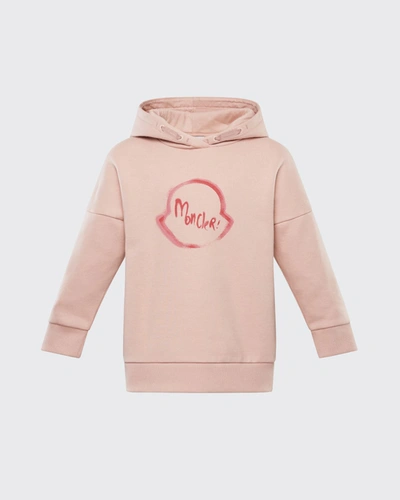 Shop Moncler Girl's Graffiti Logo Hooded Sweater Dress In 514 Pink