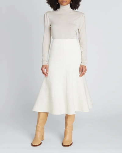 Shop Chloé Wool A-line Midi Skirt In Eden White