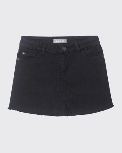 Shop Dl Premium Denim Girl's Jenny Dark-wash Denim Skirt In Black