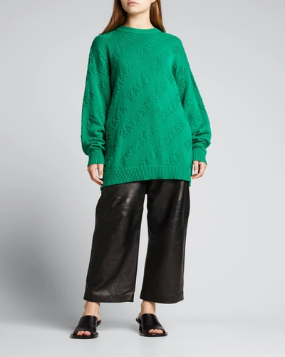 Shop Balenciaga 3d Logo Knit Sweater In Green