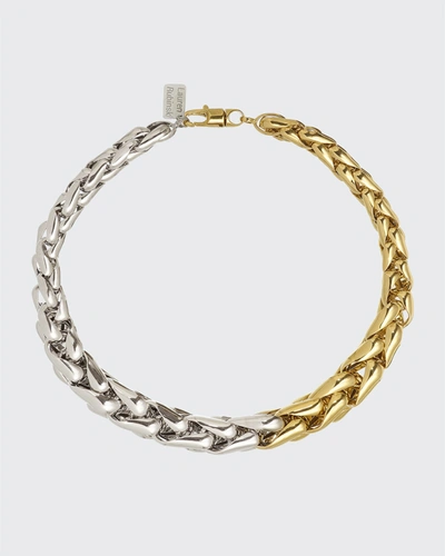 Shop Lauren Rubinski Lr1 Large 14k Yellow And White Gold Bicolor Necklace In Ygwg