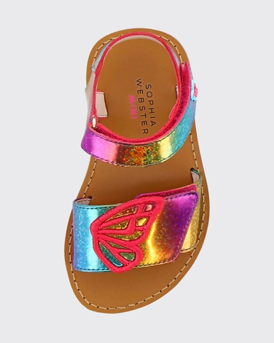 Shop Sophia Webster Girl's Rainbow Metallic Butterfly Sandals, Baby/toddler/kids In Rainbow Confetti