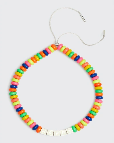 Shop Lauren Rubinski Rainbow Happy Necklace With Enamel On Silver Donuts In Multi