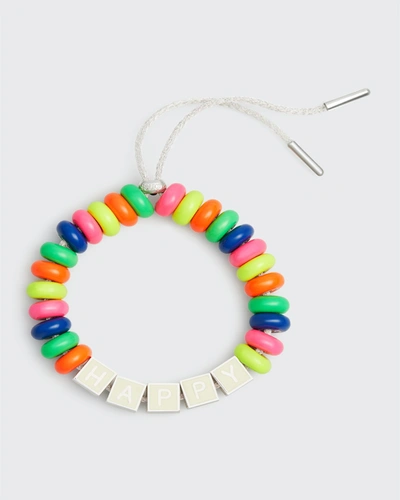 Shop Lauren Rubinski Rainbow Happy Bracelet With Enamel On Silver Donuts In Multi