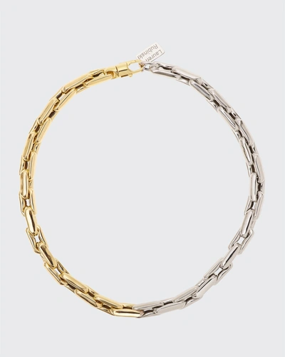 Shop Lauren Rubinski Lr3 Small 14k Bicolor Yellow And White Gold Necklace In Ygwg