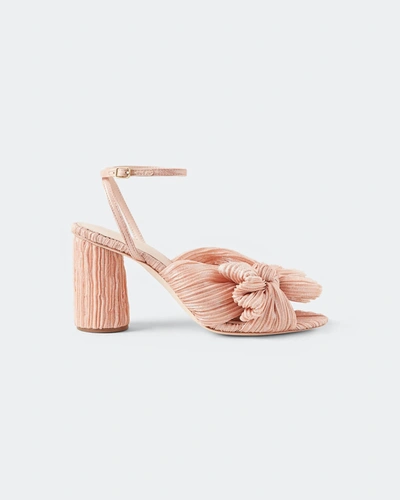 Shop Loeffler Randall Camellia Metallic Knot Ankle-strap Sandals In Metallic Rose