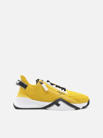 Shop Fendi Low Top Nylon Sneakers In Sunflower