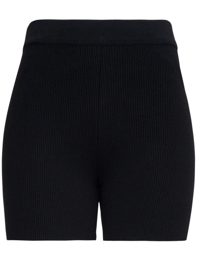 Shop Jacquemus Le Short Arancia Cyclist Shorts In Viscose Blend In Black