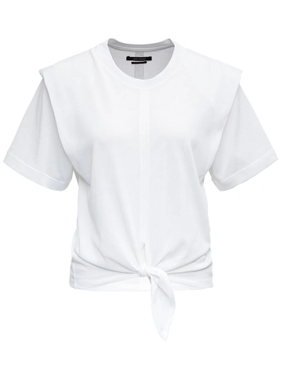Shop Isabel Marant Zelikia Cotton T-shirt With Knot Detail In White