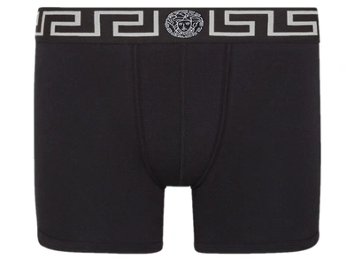 Shop Versace Greca Logo Boxer In Black