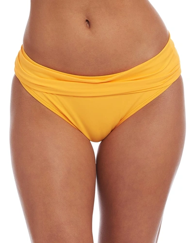Shop La Blanca Deluxe Island Goddess Reversible Hipster Swim Bikini Bottom In Marigold