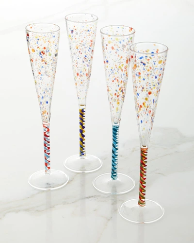 Shop Massimo Lunardon Multicolor Champagne Flutes, Set Of 4