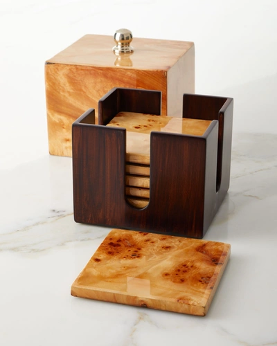 LADORADA BURL VENEER LUXE COASTER BOX SET PROD224320104